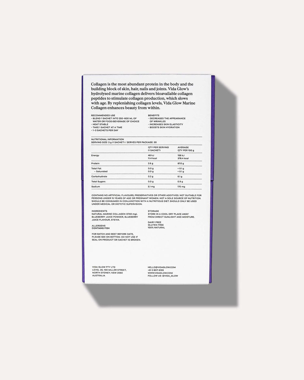 Blueberry Marine Collagen 30 x3g Sachets