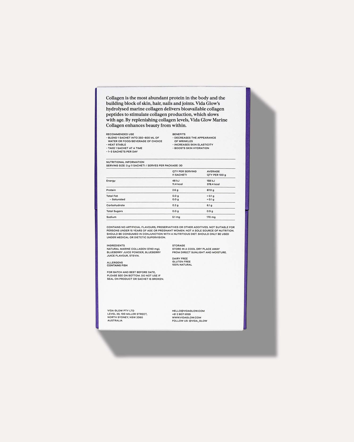 Blueberry Marine Collagen 30 x3g Sachets